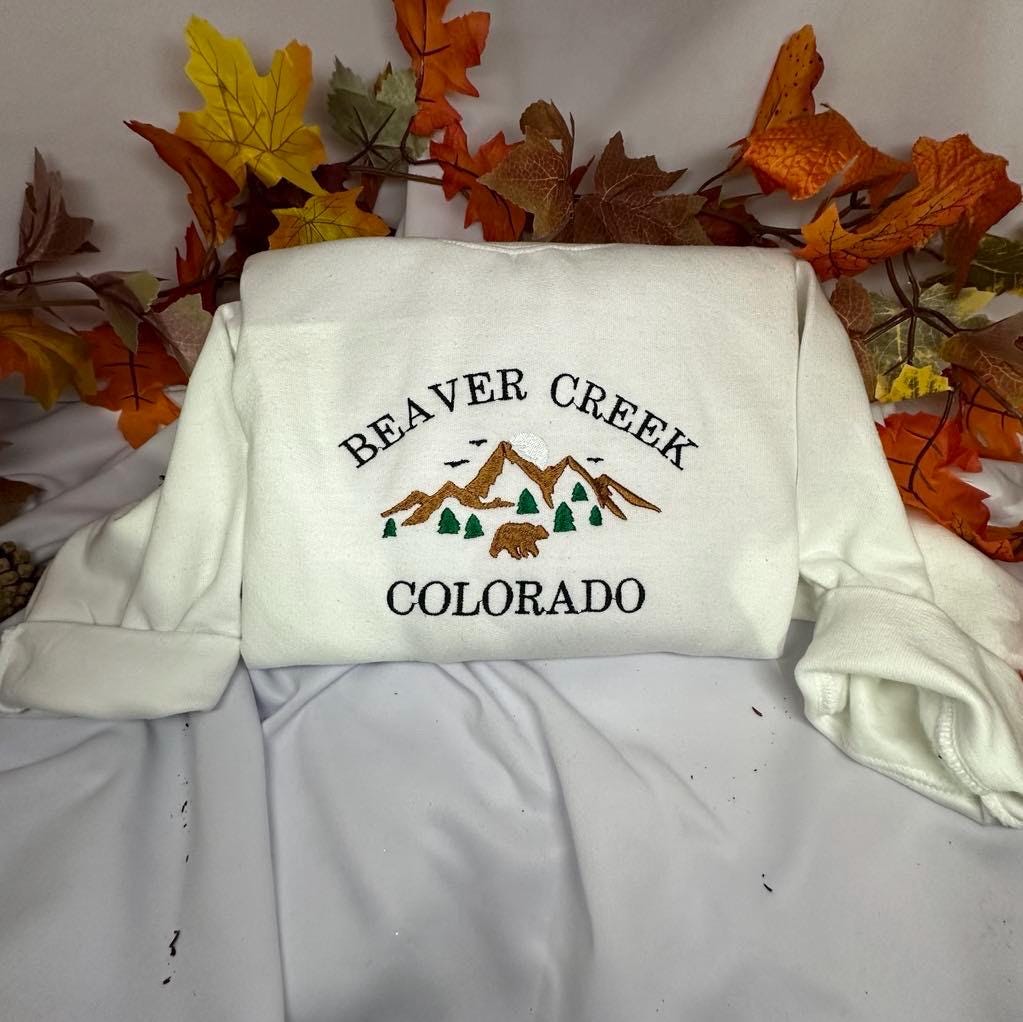 Beaver Creek Colorado embroidered sweatshirt; Colorado mountains embroidered crewneck. Christmas gift for her/him